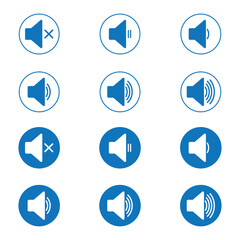 Poster - speaker icons set. volume symbol. loudspeaker icon. blue sound symbol vector in transparent background
