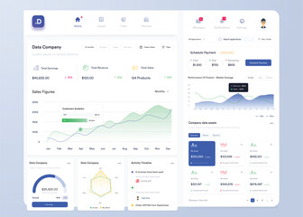  UI UX Infographic dashboard. UI design with graphs, charts and diagrams. Web interface template