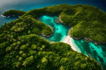 Wall Mural - **aerial view of a caribbean island-