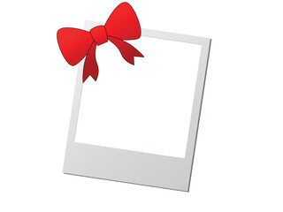 Wall Mural - polaroid card blank with red ribbon for Christmas on a transparent background .