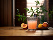 Sip on nonalcoholic peach juice in style. AI Generation.