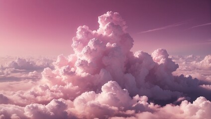 pink fluffy cumulus clouds background. penetrating rays of light through the sky. pink heaven. amazi