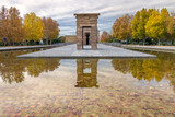Fototapeta Londyn - View of the ancient Egyptian Temple of Debod, in Madrid (Spain), during a cold autumn day.