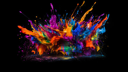 Wall Mural - 3d Colorful Splatter Paint Blacklight