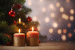Christmas decoration burning candle lights at Christmas eve on dark background. Generated AI