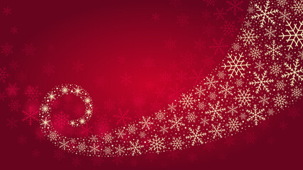 Wall Mural - Red christmas background with light snowflakes