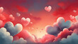 enchanting background where fluffy, heart-shaped clouds float against a gradient red sky. The clouds create a seamless pattern, leaving space for sweet Valentine's messages or love quotes.