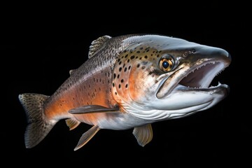 Wall Mural - Atlantic salmon isolated on a black background