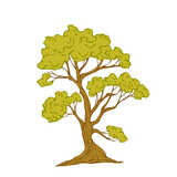 Fototapeta Młodzieżowe - Green tree.Decorative botanical element.Vector graphics.
