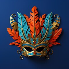 Carnival, masquerade, party and festive accessories. Mask in the form of a silhouette of the face, with decorative patterns and ornaments. Masquerade colorful masks.