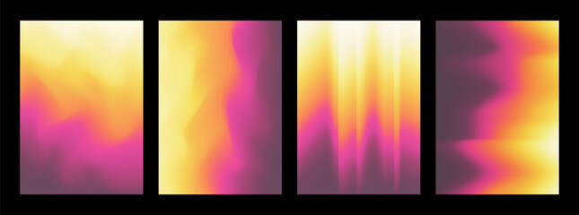 Wall Mural - Set of Colorful Gradient Mesh Cover Designs. Abstract Vector Illustration without Transparency. Warm/Hot Colors.