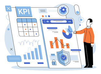 Fototapete - KPI key performance indicator. Vector illustration. Business plans should align with key performance indicators System optimization involves tweaking various performance indicators A KPI report
