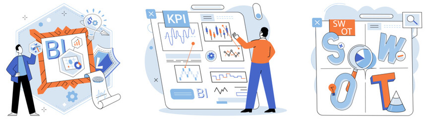 Fototapete - Analysis tool. Business intelligence. Vector illustration Statistics offer valuable insights into business performance Financial analysis helps in assessing financial health business Graphic