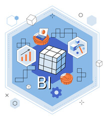 Fototapete - Business intelligence. Vector illustration Flat design elements create sleek and modern visual aesthetic Charts provide visual representation datpatterns and trends Development is essential