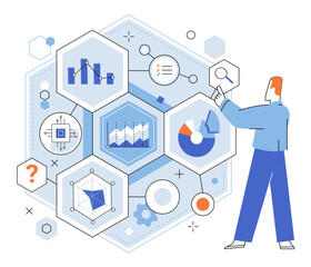 Fototapete - Business intelligence. Vector illustration Infographics simplify complex information for easy comprehension Research provides valuable insights into consumer preferences People are driving force