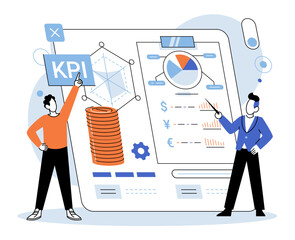 Fototapete - KPI key performance indicator. Vector illustration. Progress easier measure when KPIs are clearly defined Datum analyskey aspect of business strategy KPIs serve as metaphor business goals