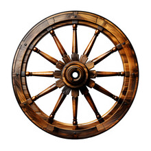 Antique Old Wooden Wheel Isolated On Transparent Background ,round Wheel Png ,generative Ai