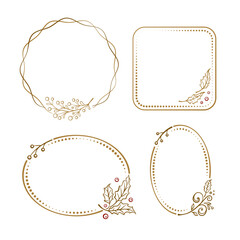 Wall Mural - Vintage style frames set with a Christmas floral decoration