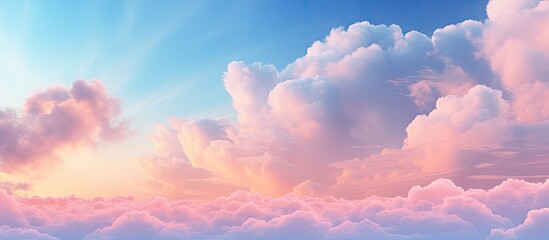 Wall Mural - Pastel colored clouds in natural sky at sunrise or sunset Copy space image Place for adding text or design