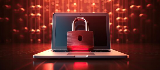 Poster - Laptop security concept with padlocks Copy space image Place for adding text or design