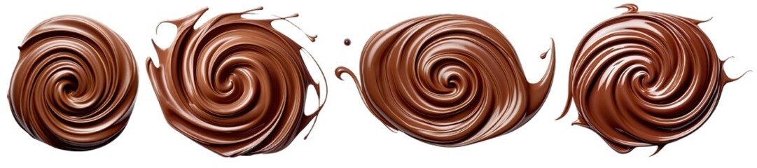 Collection of PNG. Top view of Chocolate swirl isolated on a transparent background.