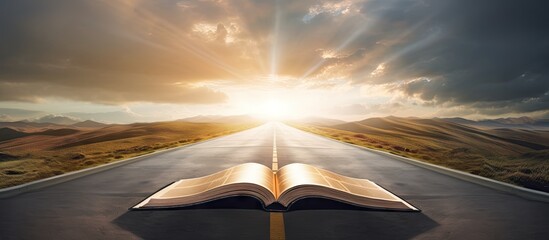 Poster - Heavenly highway illustrated on a Bible Copy space image Place for adding text or design