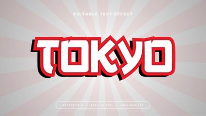 Poster - Red and white tokyo 3d editable text effect - font style