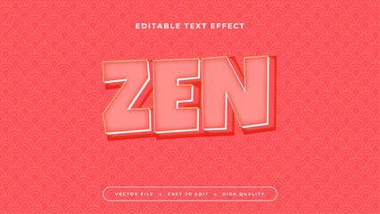 Poster - Red and pink zen 3d editable text effect - font style