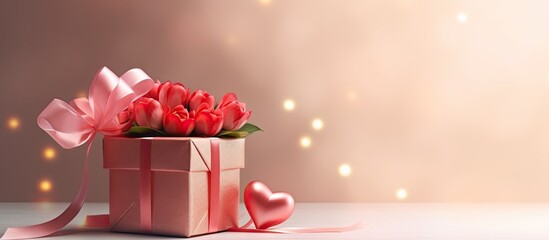 Aufkleber - Concept image of a gift box with flowers for various occasions Copy space image Place for adding text or design