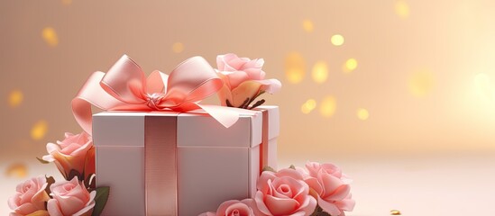 Aufkleber - Concept image of a gift box with flowers for various occasions Copy space image Place for adding text or design