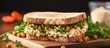 Assorted hummus sandwiches on a board highlighting the classic hummus with chickpeas Nutritious and tasty plant based fare Copy space image Place for adding text or design