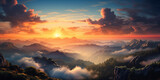 Fototapeta Krajobraz - Amazing landscape of sun rise from the top of mountain