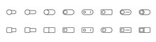 Set Of Toggle Icons. Toggle Switch Line Icon. Switch On And Off Slider. Power Slider Collection. Turn Off Switcher. Line Toggle Icon Set. Editable Stroke. Vector Illustration.