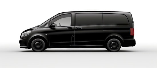 Poster - Black van being transported on white background with path Copy space image Place for adding text or design