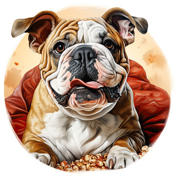 watercolor Popcorn Day Bulldog clipart, Generative Ai