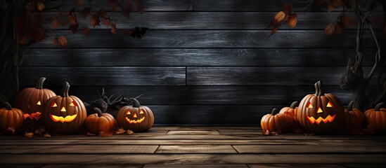 Poster - Ideal spooky halloween background with empty wooden planks and copyspace for text perfect for product placement Copy space image Place for adding text or design
