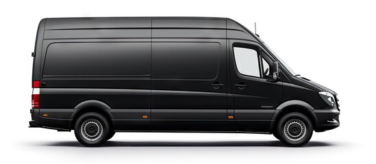 Poster - Black van being transported on white background with path Copy space image Place for adding text or design