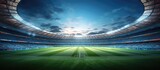 Fototapeta Sport - Crowded stadium anticipating a night game on a lush field Sports venue 3D backdrop Copy space image Place for adding text or design