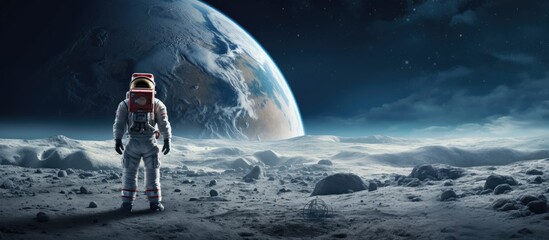moon astronaut copy space image place for adding text or design