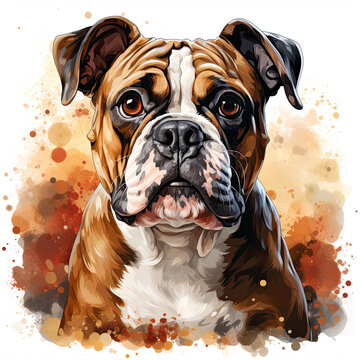 watercolor Popcorn Day Bulldog clipart, Generative Ai