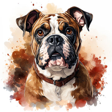 watercolor Popcorn Day Bulldog clipart, Generative Ai