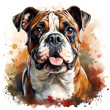 watercolor Popcorn Day Bulldog clipart, Generative Ai