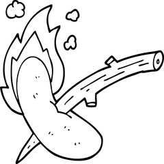 line drawing cartoon of a hot dog