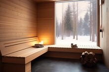 Finnish Sauna Room With Modern Wooden Interior