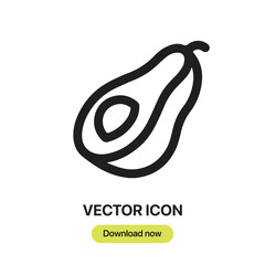 Fototapete - Avocado icon vector. Linear-style sign for mobile concept and web design. Avocado symbol illustration. Pixel vector graphics - Vector.	
