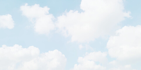 Wall Mural - Sky beautiful blue and white texture background. Blue sky with cloud. Blue sky background with white clouds during day . panorama .