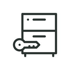 Poster - Cabinet drawer lock isolated icon, cabinet with lock vector icon with editable stroke