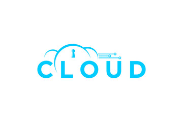 Wall Mural - High security cloud storage data logo, modern technology icon symbol.