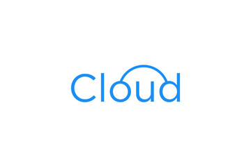 Wall Mural - Cloud data cyber security logo lettering, modern internet technology identity.