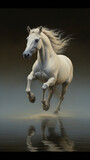Fototapeta Konie - horse running through water, dynamic, movement, beautiful oil painting created with Generative Ai